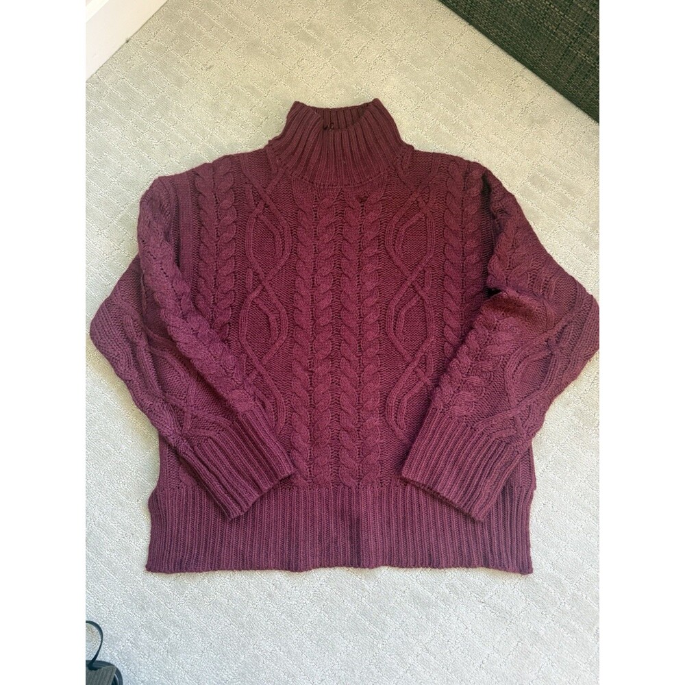 Brave Souls Womens Long Sleeve Mock Neck Pullover Sweater Burgundy Size Large